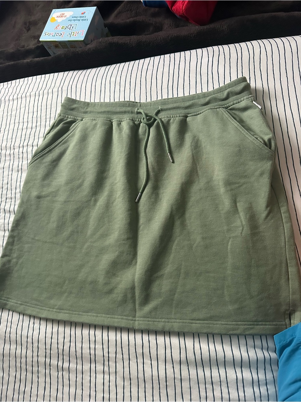 Eddie Bauer Olive Green Drawstring Midi Skirt